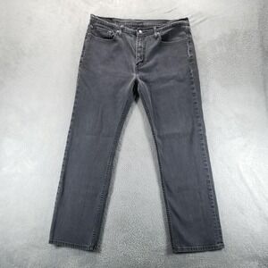 Levis 514 Jeans Mens 38x32 Gray Straight Stretch Mid Rise Dark Wash Denim